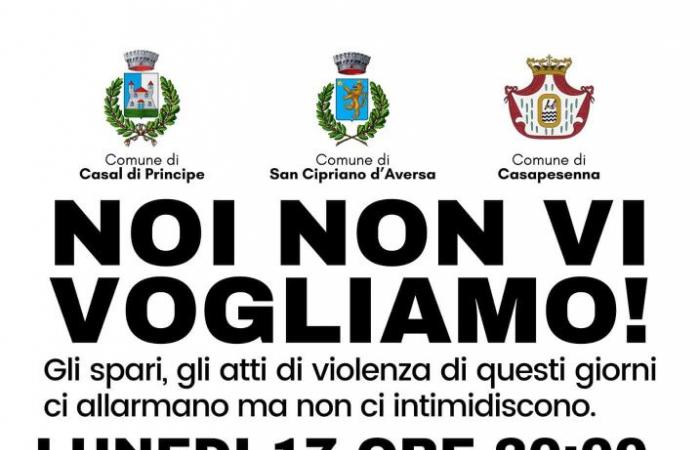 Marsch gegen die Kriminalität in Casal di Principe, San Cipriano und Casapesenna, der Diözese Aversa zusammen mit den Gemeinden |