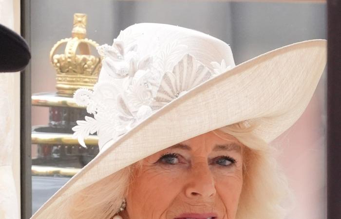 Königin Camilla ist mit ihrem Federschnitt und weniger ist mehr Make-up die Ikone von Trooping the Colour 2024