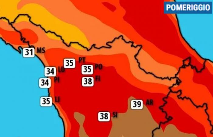 Wetter in der Toskana. Es steht eine starke Hitzewelle in Afrika bevor, es wird eine heiße Woche. Hier sind die erwarteten Grade « 3B Meteo