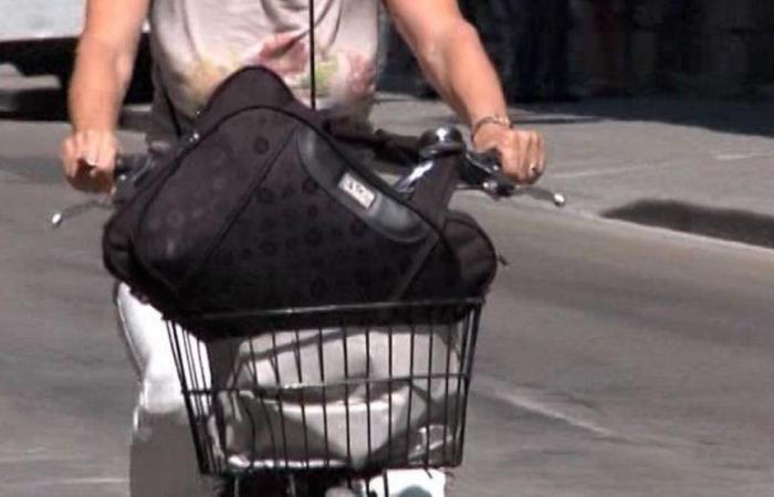 Dieb in Aktion in Lucca. Die Tasche wurde aus dem Fahrradkorb gestohlen