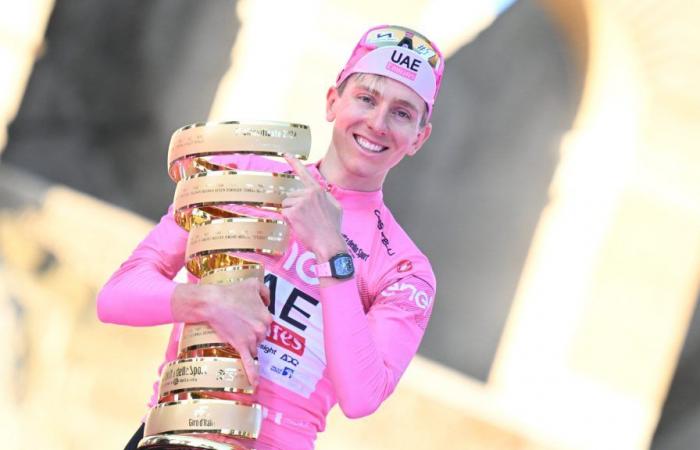 Beim Giro d’Italia 2024 wird Tadej Pogacar keine Anklage gegen den Fan erheben, der ihn auf den Monte Grappa gestoßen hat