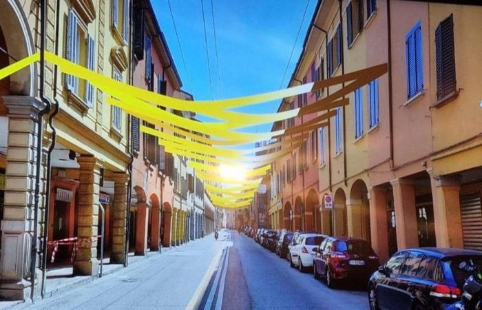 Wo die Tour de France in Bologna vorbeikommt, sind die Straßen bereits gelb gefärbt
