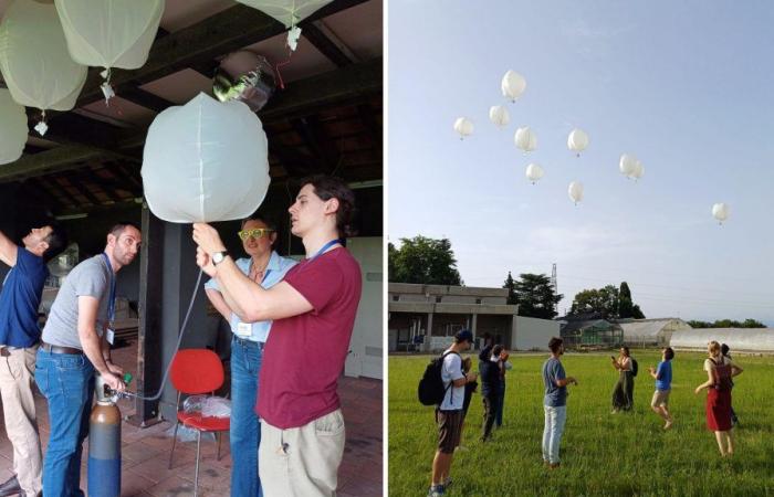 Zehn Höhenballons am Himmel über Udine: Mit ihnen sollen die Wolken und die Auswirkungen der Umweltverschmutzung untersucht werden