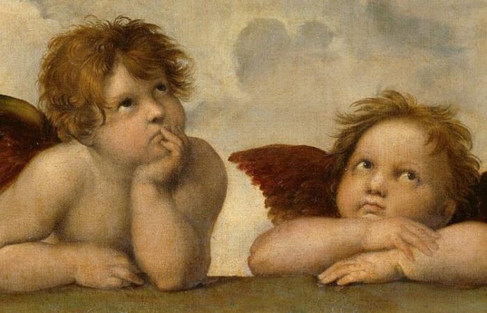 Raffaels Sixtinische Madonna mit den beiden ikonischen gelangweilten kleinen Engeln – Michelangelo Buonarroti ist zurück