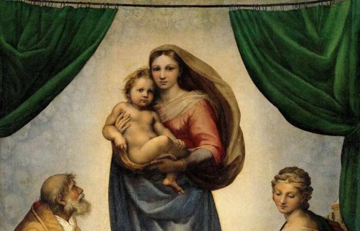 Raffaels Sixtinische Madonna mit den beiden ikonischen gelangweilten kleinen Engeln – Michelangelo Buonarroti ist zurück