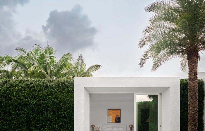 Eine Villa mit Swimmingpool, in der die Meister der zeitgenössischen Kunst und des Designerdesigns glänzen