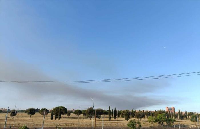 Ein weiterer giftiger Brand in Rom, mit einer schwarzen Rauchwolke über der Stadt: Ein Lagerhaus brennt, schließen Sie die Fenster