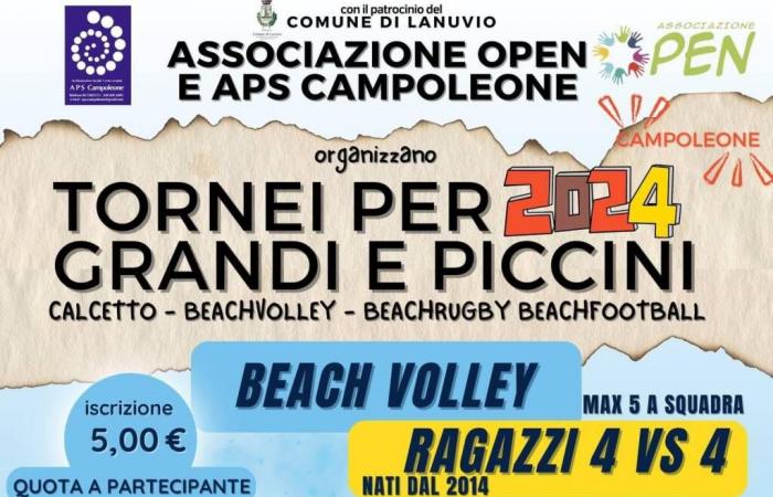 Lanuvio – Vom 30. Juni bis 5. Juli veranstaltet Campoleone Sportturniere im Sand für Erwachsene und Kinder
