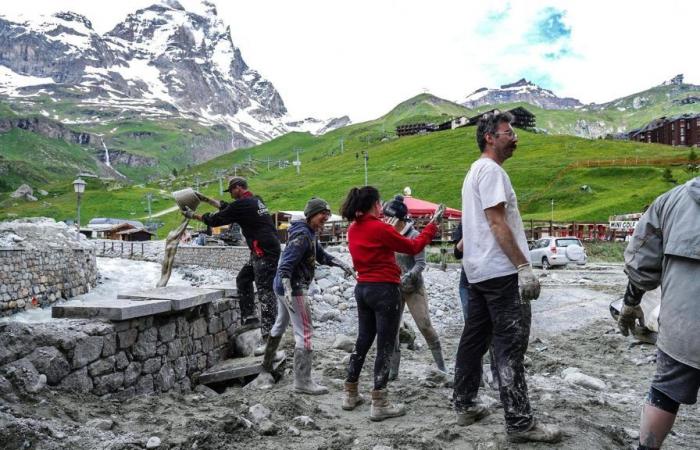 Cervinia nach dem schlechten Wetter, dem Drama der Überschwemmung: Viel Schlamm beim Sommerskifahren