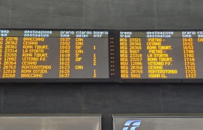Ausgefallene Züge und Verspätungen auf Rom Viterbo