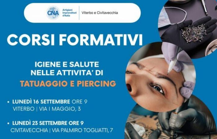 Hygiene und Gesundheit bei Tätowierungs- und Piercingaktivitäten: Schulungsveranstaltungen im September, organisiert von CNA Viterbo und Civitavecchia
