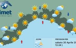 Wetter, sonniges Wochenende in Ligurien. Am Montag kehren Regen und Schnee in geringer Höhe zurück