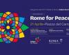 Rom, auf der Piazza del Campidoglio am Sonntag, 21. April, die Ausstellung Rom für den Frieden, um Nein zu allen Kriegen zu sagen