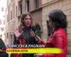 Heute Abend in Striscia sponserte Francesca Fagnani „Belva“. Die Bombenaufnahmen, die den Journalisten-Influencer treffen