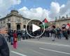 25. März, Momente der Spannungen auf der Piazza Vittorio Veneto zwischen der Polizei und der pro-palästinensischen Gruppe