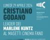 Cristiano Godano, Leiter von Marlene Kuntz, auf Tournee in den Kinos der Marken mit dem Film „Karma Clima“ am Montag, 29. April