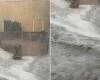 Straßen wie Flüsse für die Wasserbombe in Potenza Picena (Macerata). Angst und Schaden