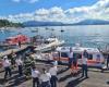 Rettungsaktionen der Piemonteser und Vareser am Lago Maggiore. Eine große Luft-Marine-Übung in Lesa