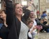 In Perugia eine Party auf dem Platz im Regen für Bürgermeisterin Vittoria Ferdinandi
