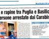 DIEBSTÄHLE UND Raubüberfälle zwischen Apulien und Basilikata: 14 Festnahmen